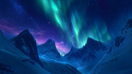 Wall Mural - The Aurora Borealis lights up in the night sky