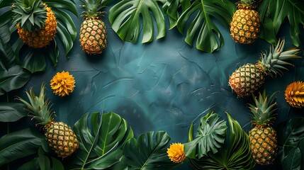 Playful pineapple and tropical leaf design