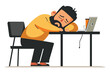 © Tollaru - Working Man Sleeping on Desk. Flat Vector Illustration