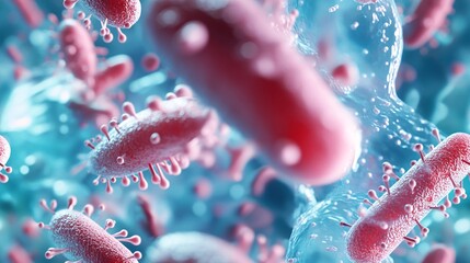 Wall Mural - an abstract background highlighting the cellular environment, with a close-up of bacterial infection