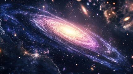 Poster - Cartoon rendering in 3D of a galaxy and starfield