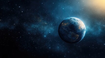 Planet in the universe depicted in 3D cartoon rendering