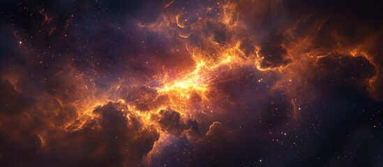 Poster - Space nebula in a 3D cartoon rendering for use in science research and education projects Illustration