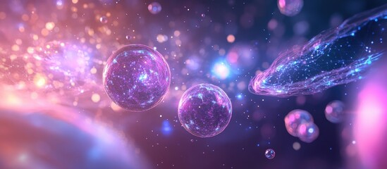 Poster - Surreal scientific beautiful background depicting energy in another dimension with 3D cartoon rendering