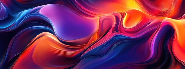 Aufkleber - Colorful abstract background in a 3D cartoon rendering Modern graphic art featuring fractal artwork Creative wavy multicolored backdrop ideal for banner design Digital fantasy effect trendy deskto