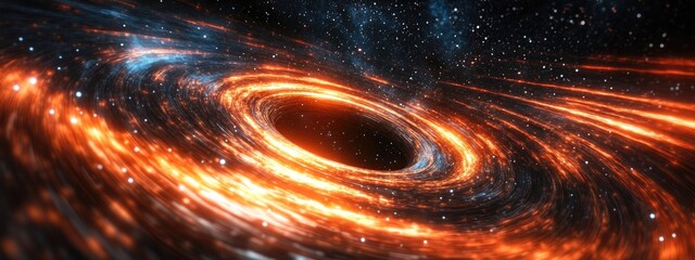 Poster - Glowing wormhole in space a 3D cartoon rendering depicting interstellar warp and travel through space and time 3D rendering