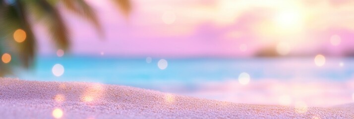 Wall Mural - Escape to a Tropical Paradise, Serene Beach Sunset with Bokeh Highlights