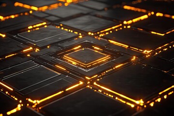Leinwandbilder - Abstract digital dot line particle data background connecting technology concept.