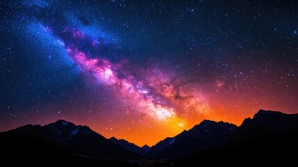Wall Mural - colorful milkyway galaxy night stars landscape