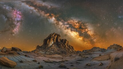 Wall Mural - colorful milkyway galaxy night stars landscape
