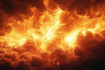 Wall Mural - intense fire and billowing smoke dramatic flames engulfing scene destructive power