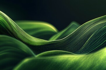 abstract green background with wavy lines, a dark green gradient