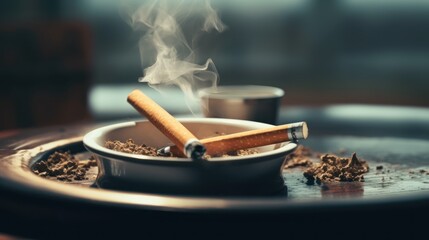 Sticker - Cigarette in an Ashtray with Smoke