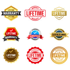 Poster - Set of Lifetime Warranty Stamp, Imprint, Seal Template. Vector Stock Illustration