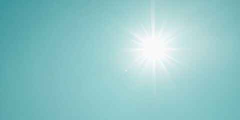 Wall Mural - a mid-day sun beaming down from a cloudless sky, creating a strong, glowing light against a pale blu