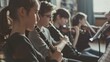 © VK Studio - A group of focused musicians plays clarinets in an orchestra, immersed in a soulful melody, with a soft, warm light illuminating their concentration.