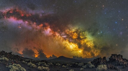 Wall Mural - colorful milkyway galaxy night stars landscape