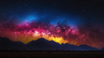 Wall Mural - colorful milkyway galaxy night stars landscape