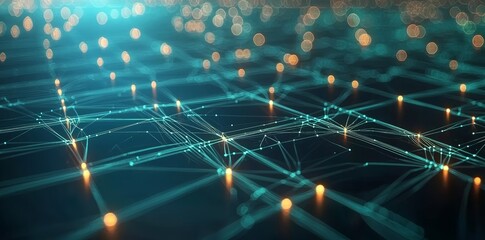 Poster - big data concept in 3d illustration. neural networks, blockchain, database in future world.