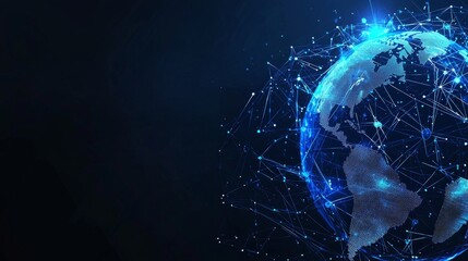 Poster - a global world network concept with connections around the globe, motions of digital data flow. a fu