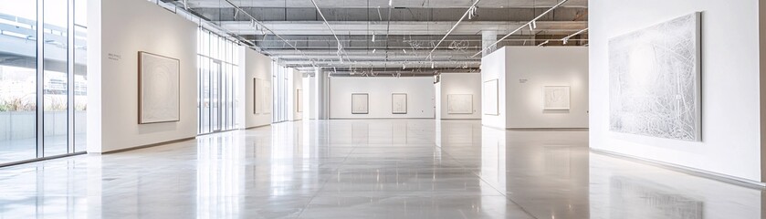 Poster - An art gallery featuring AI-generated pieces displayed alongside traditional works, emphasizing the intersection of technology and creativity. The design includes significant copy space.