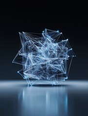 Poster - a futuristic studio where ai tools generate a complex geometric design on a digital canvas, with spa