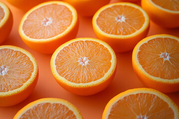 Canvas Print - Sweet oranges on a pastel orange background,