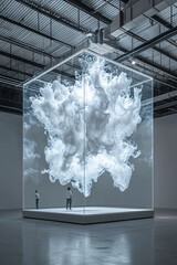 Poster - An exhibition of AI-generated art, where viewers can explore the creative process through interactive screens. The composition includes significant copy space for customization.
