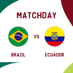 Brazil vs Ecuador Fooball match. World Soccer championship qualifying match. 