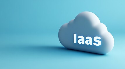 Poster - 3D illustration of IaaS (Infrastructure as a Service) cloud concept on a blue background. Ideal for tech and cloud computing topics.