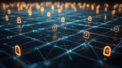 Poster - Futuristic digital network representation with glowing location icons and interconnected lines, symbolizing global connectivity and data exchange.
