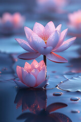 Wall Mural - Abstract lotus blossoms dissolving into a soft pastel lavender background,