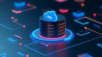 Poster - Cloud server data storage concept with futuristic interface, highlighting online technology and database management innovations.