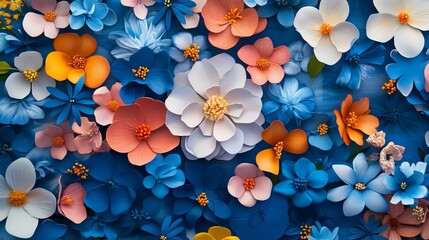 Canvas Print - A decorative background featuring artificial flowers, arranged in a visually pleasing pattern or design. 