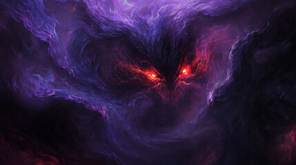 Swirls of purple with evil red eyes.