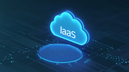 Poster - Futuristic concept depicting Infrastructure as a Service (IaaS) with digital cloud and high-tech background for modern business solutions.