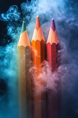 Aufkleber - Dissolving pencils blending into a soft pastel green mist,