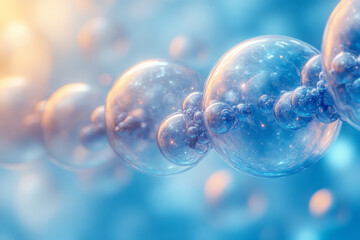 Poster - Dissolving globes blending into a soft pastel blue mist,