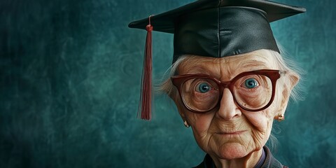 Canvas Print - The old woman got an education and now she is a graduate