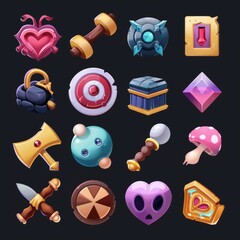 Canvas Print - Set of icons for game