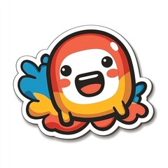 Poster - Cute Cartoon Character with Big Smile and Colorful Wings