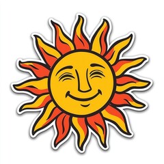 Sticker - Smiling Sun Cartoon Illustration