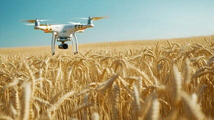 Poster - an iot connected drone capturing aerial data over a wheat field