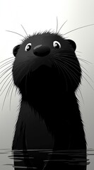 Poster - Cute Cartoon Otter Looking Up