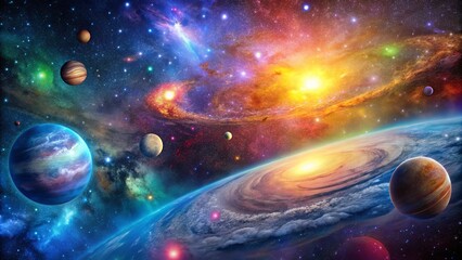 Wall Mural - colorful universe panorama with galaxies, stars, and nebula in the background, universe, galaxy, col