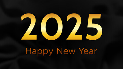 Wall Mural - 2025 Happy New Year on dark silk background