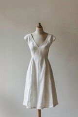 Elegant white linen dress