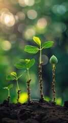 a seed growing into a full-grown plant, representing natural evolution and growth.