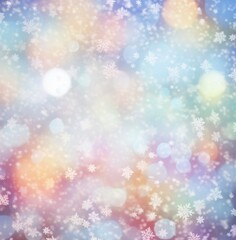 Sticker - Colorful bokeh snowflakes winter background