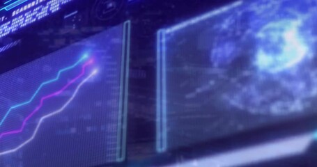 Poster - Graphs and data analysis animation over digital interface background